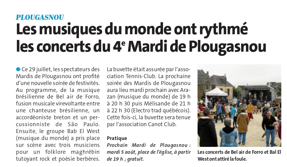 Les musiques du monde ont rythmé les concerts du 4e Mardi de Plougasnou _ Le Télégramme_page-0001