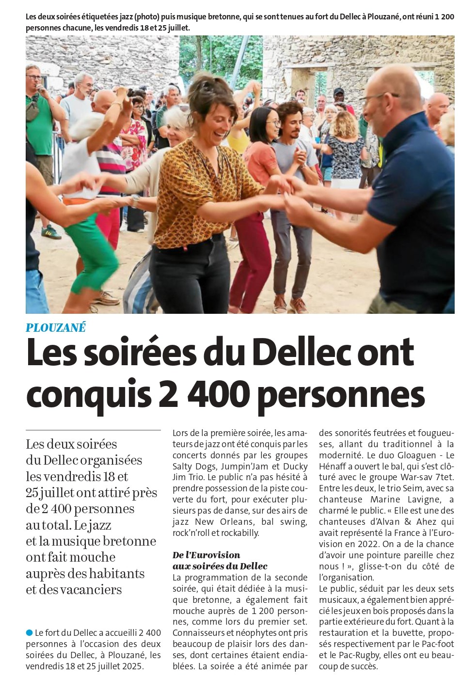 Les sonorités jazz et bretonnes des soirées du Dellec ont conquis 2 400 personnes à Plouzané _ Le Télégramme_page-0001